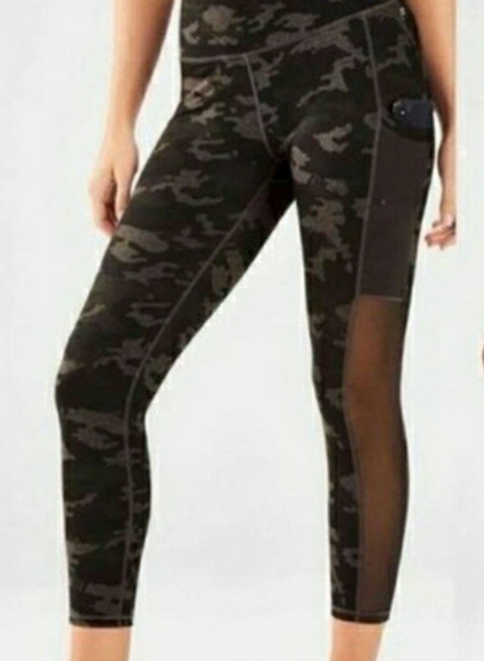 Fabletics PowerHold On-The-Go High-Waisted Capri, Charcoal Camo XXS